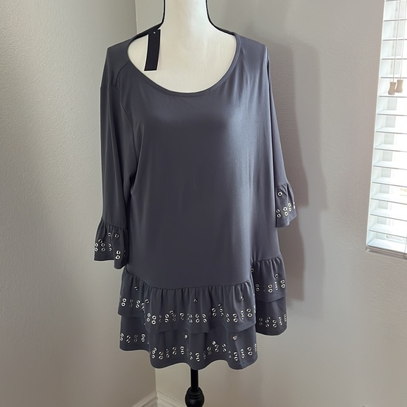 Belldini Tops - Belldini blouse. Slate Grey with decorative silver grommets.